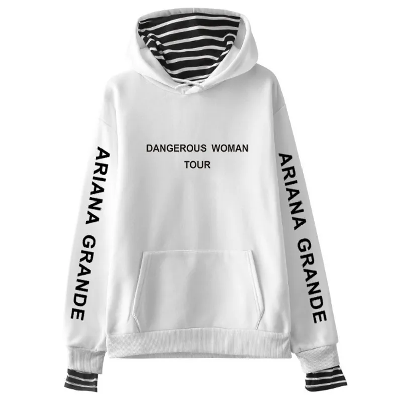 Женский топ, толстовка, Kawaii Ariana Grande, с принтом, для девушек, негабаритный, с капюшоном, с длинным рукавом, в полоску, kpop, уличная одежда, осень, зима, для женщин
