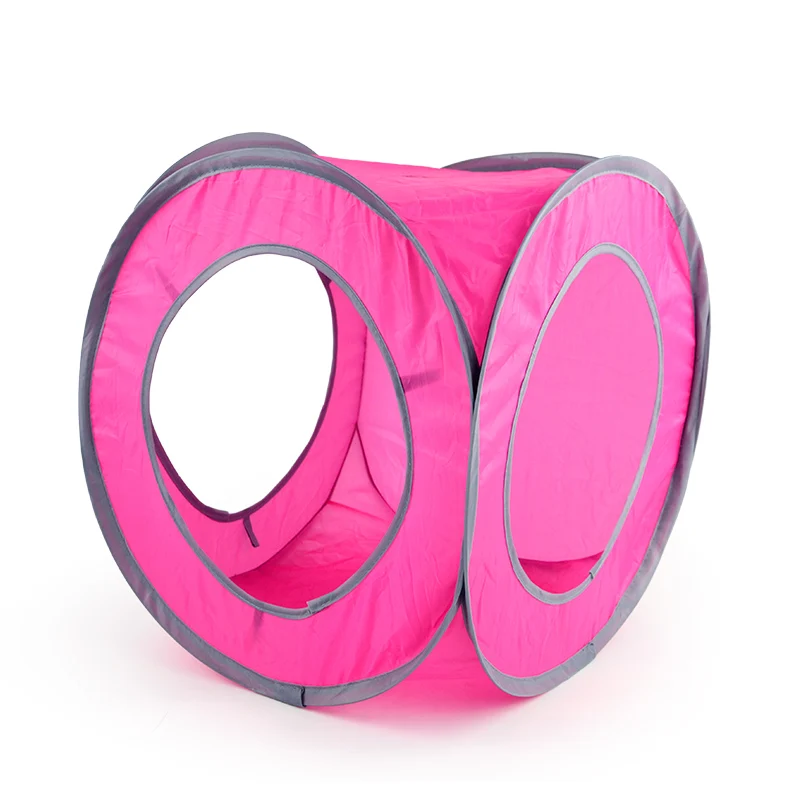 Pink Игрушка для кошек, 7 цветов, забавный туннель для кошек, 2 отверстия, шарики для игры, складные мячи, игрушки для котенка, щенка, кролика, игры для собак, чат, туннель - Цвет: Pink
