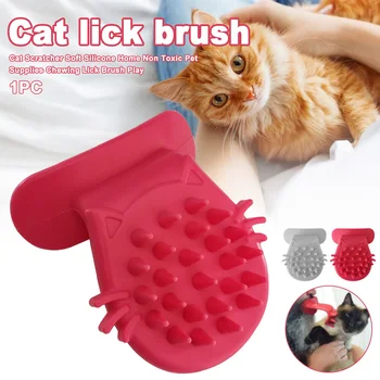 

Cat Hair Removal Massage Lick Brush Kitten Grooming Chewing Soft Silicone Comb Pet Supplies Funny Portable Washable Home Play