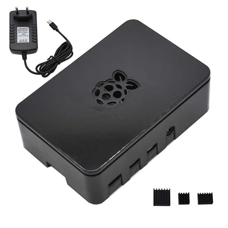 Для Raspberry Pi чехол Корпус коробка V4 с теплоотводом+ 5 В/3A блок питания для Raspberry Pi 4B