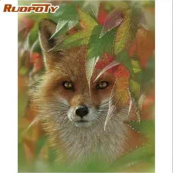 

RUOPOTY Picture By Numbers Kits For Adults Children Fox Animal Paint By Number Handmade Diy Framed On Canvas Home Decorations