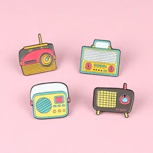 Vintage dibujos animados portátil Radio esmalte pines hombres y mujeres solapa insignias broches Denim ropa bolsa pins regalo para amigos