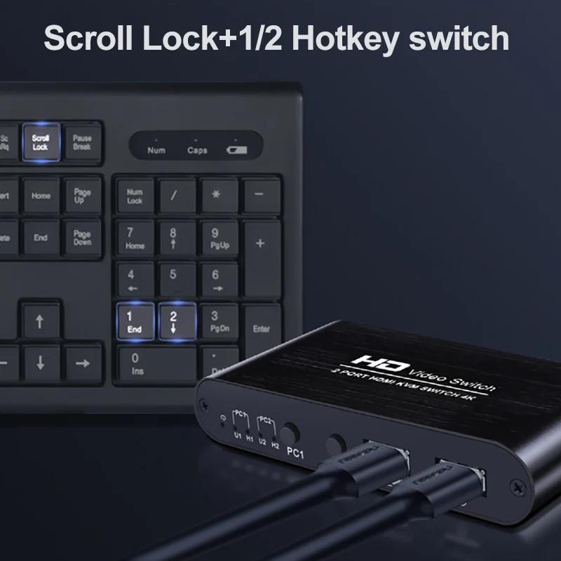 HD 4K HDMI-Compatible  USB KVM Switch PC Sharing Keyboard Mouse Hotkey Printer Plug And Paly Out USB Box Video Display Splitter