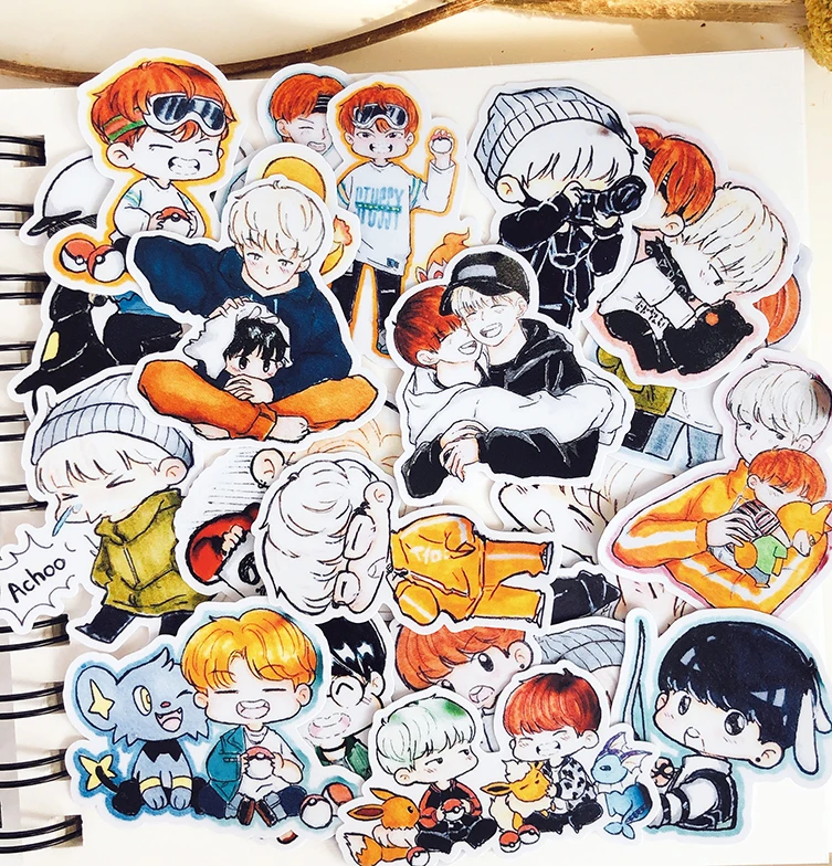 

22PCS Cartoon trend star fashion boy Stickers Crafts And Scrapbooking stickers kids toys book Decorative sticker DIY Stationery
