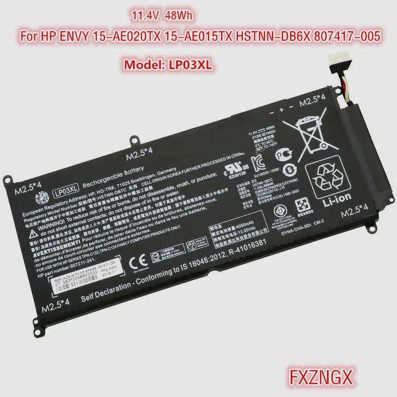 11,4 V 48Wh LP03XL Батарея для hp ENVY 15-AE020TX 15-AE015TX HSTNN-DB6X 807417-005 807211-241 807211-221