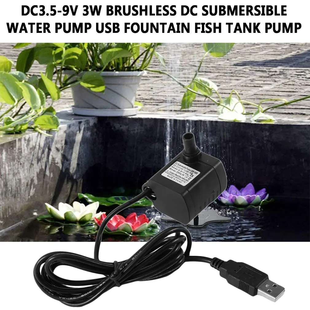 Дропшиппинг DC 3,5-9 в 3W USB бесколлекторный погружной водяной насос USB мини аквариум пейзаж фонтан рыбный пруд бак насос