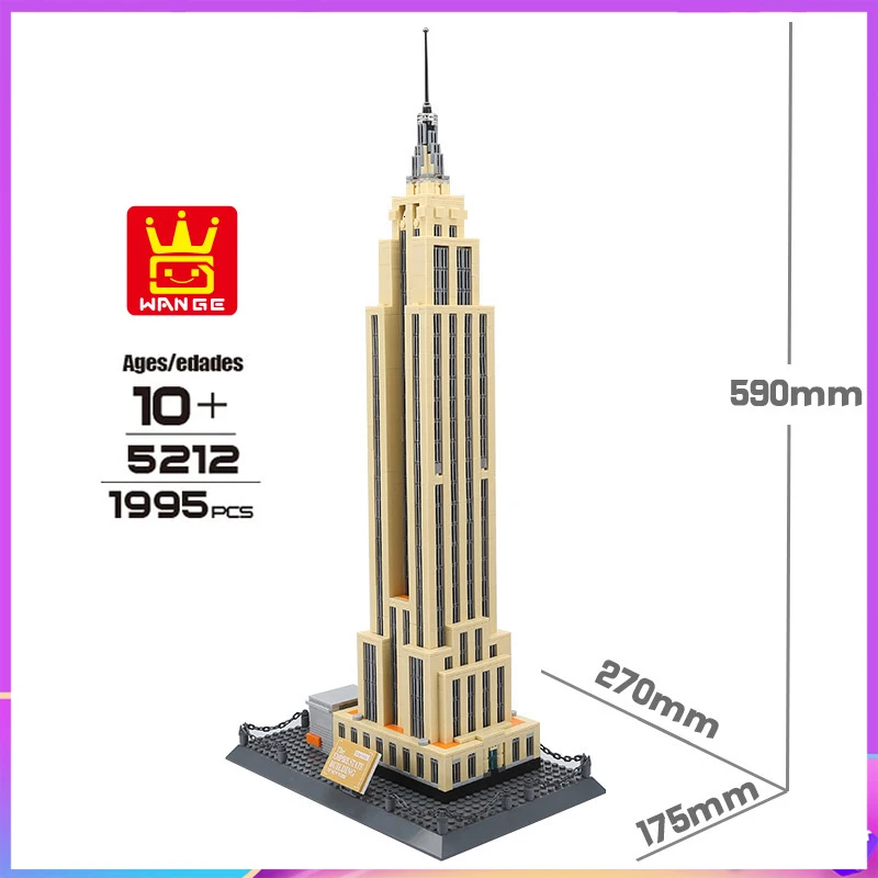 City Street Architecture The Empire State Building of New York Educational DIY Building Blocks Toys for Children Wange 5212 Set
