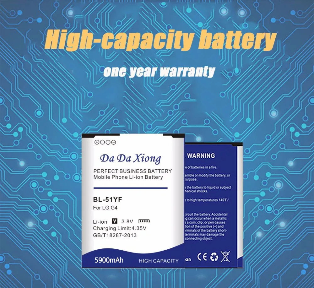 Аккумулятор Da Xiong 5900 мА/ч, BL-51YF/BL-51YH Батарея для LG G4 H815 H818 H819 VS999 F500 F500S F500K F500L H811 V32 телефон Батарея