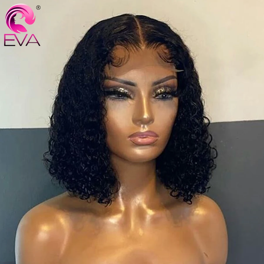 Eva HD Transparent Lace Frontal Wigs Curly Lace Front Human Hair Wigs Short Bob Human Hair For Women Jerry Curly Bob Wig