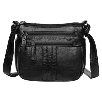 

Fashion Shoulder Messenger Bag for Women Soft PU Leather Handbag Multi-pocket Zipper Ladies Girls Solid Shopping Crossbody Bags