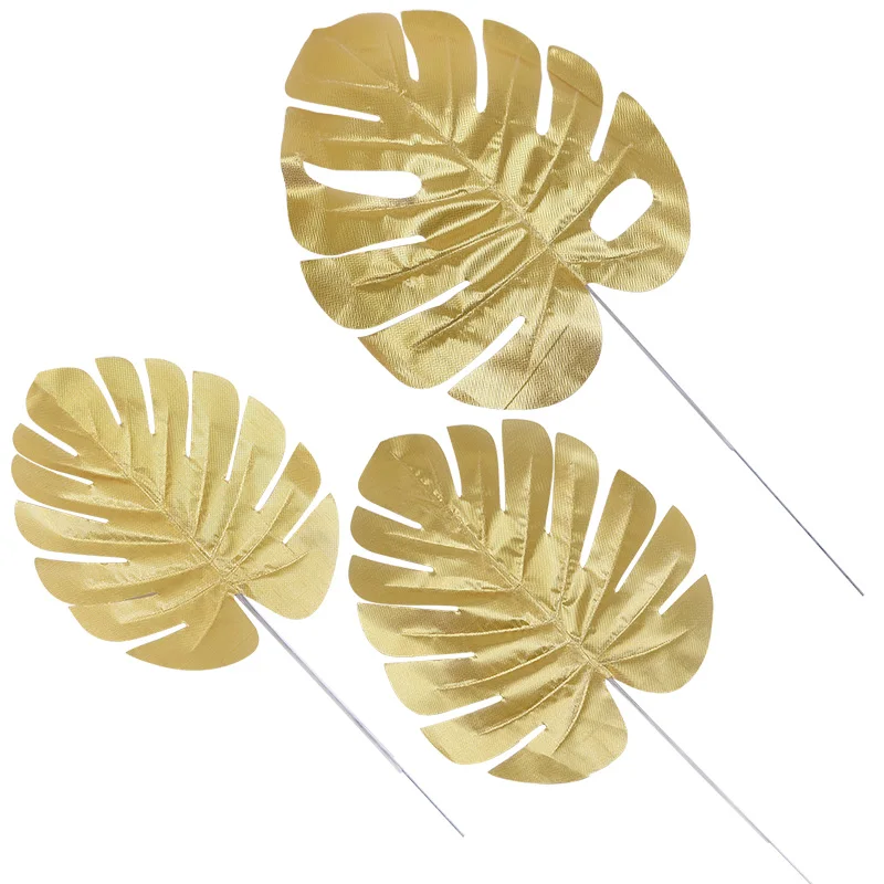 5/10pcs Artificial Gold Turtle Leaves Fabric Leaf Shaped Wedding Decoration Home Garden Supplies Christmas Ornament Palm Leaves