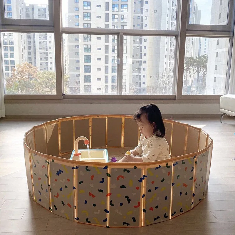 Kids Playpen Ocean Ball Pit Baby Infant Foldable Pool Soft Round Colorful Balls Fence Play Space Room Decoration 4