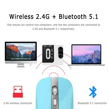 

Bluetooth 5.1 2.4G Wireless Dual Mode Silent Mouse Rechargeable 1600 DPI Ultra-Thin Portable Optical Mice for PC Phone TXTB1