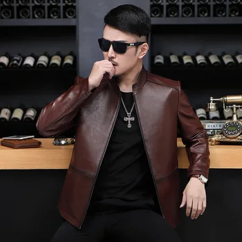 

Genuine Sheepskin Jackets Mens Clothes 2020 Spring Autumn Coat Stand Collar Leather Jacket 7008 YY371