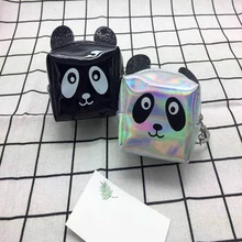 Черный/белый восьмиугольный Кошелек для монет с пандой, креативные кошельки из искусственной кожи в форме панды, миниатюрные Мультяшные сумки для девочек