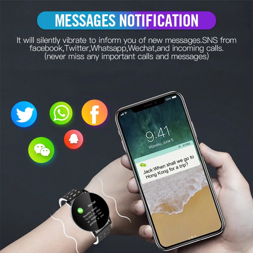 Arvin 2020 ο  Ʈ ġ   Smartwatch  ð  ƮĿ Smartband WhatsApp For ȵ̵