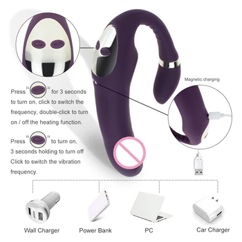 Heating Double Motor G Spot Clitoris Anal Dildo Vibrator Adult Sex Toys for Woman Masturbator 10 Mode 10 Speed Female Erotic Toy 2