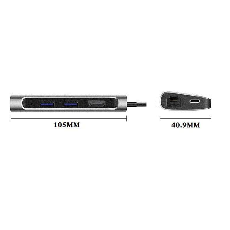 Адаптер 7 в 1 TC71N TYPE C с USB 3 0x2 + HDMI SD/TF кардридер RJ45 серебристо серый|Сетевые