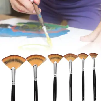 

Painting Brush Nylon Hair Birch Handle Fan-Shape Gouache Watercolor Drawing Pen Art Supplies artes