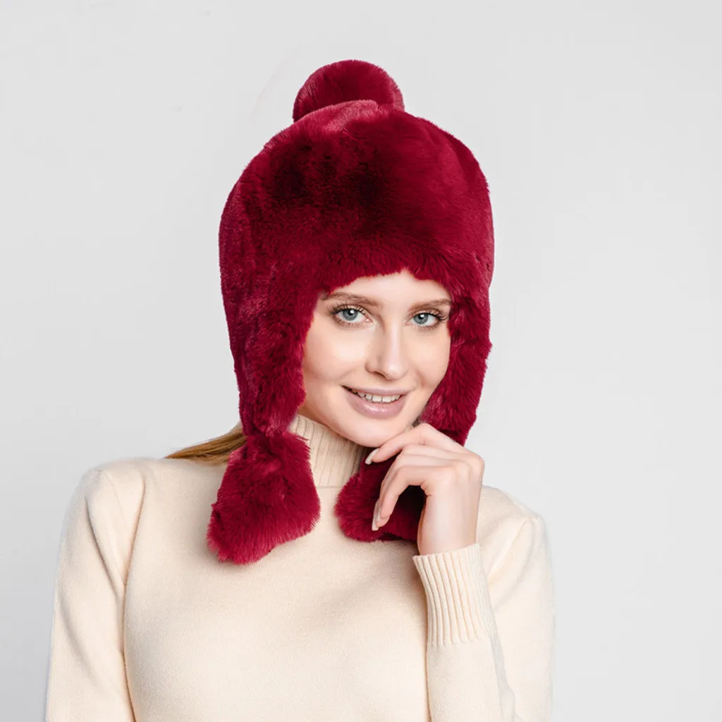Женская зимняя плюшевая поддельная Толстая шапка защита ушей теплая плюшевая шапка