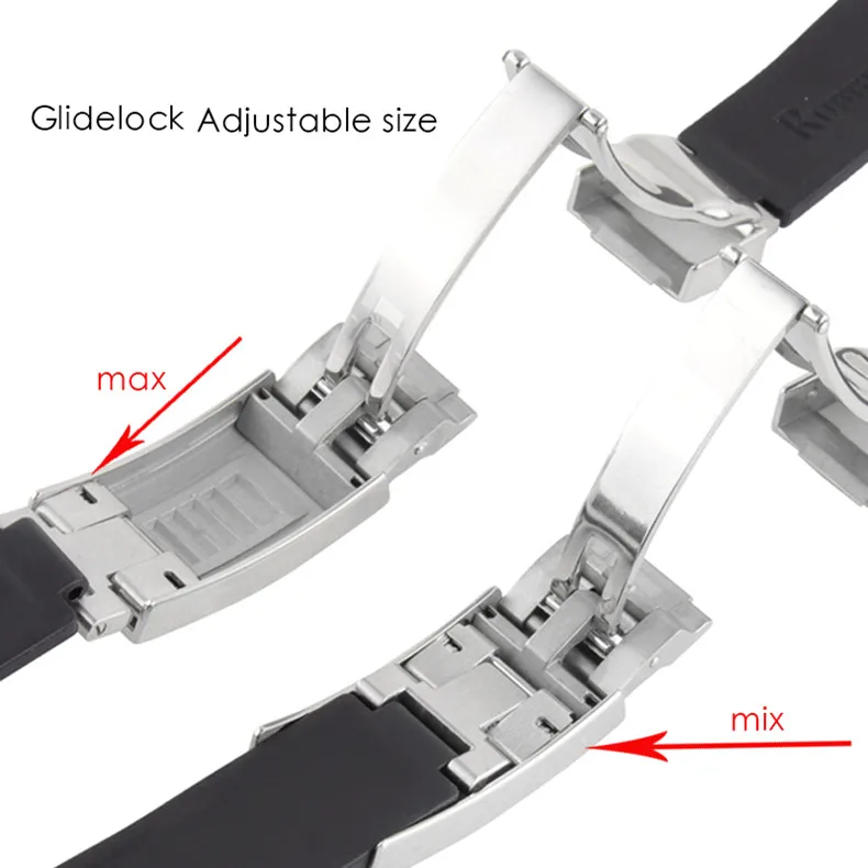 

20mm Glide Lock Buckle Rubber Silicone Strap for RLX Watchband Sports Watchstrap for Sub mariner GMT Master Day tona Oyster