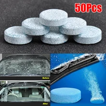 Таблетки для очистки лобового стекла, чистящие салфетки, аксессуары для чистки стекла, 50 шт., для авто, для металлической резины