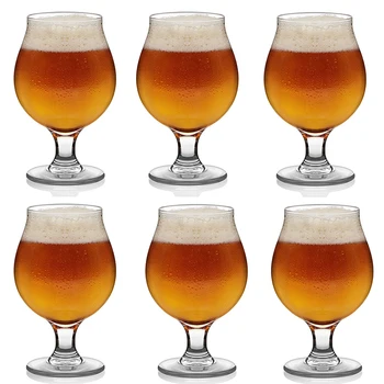 

Hellodream Classic Beer Glass transparent beer drinking for home kitchen pub ,16.9 oz,Set of 6