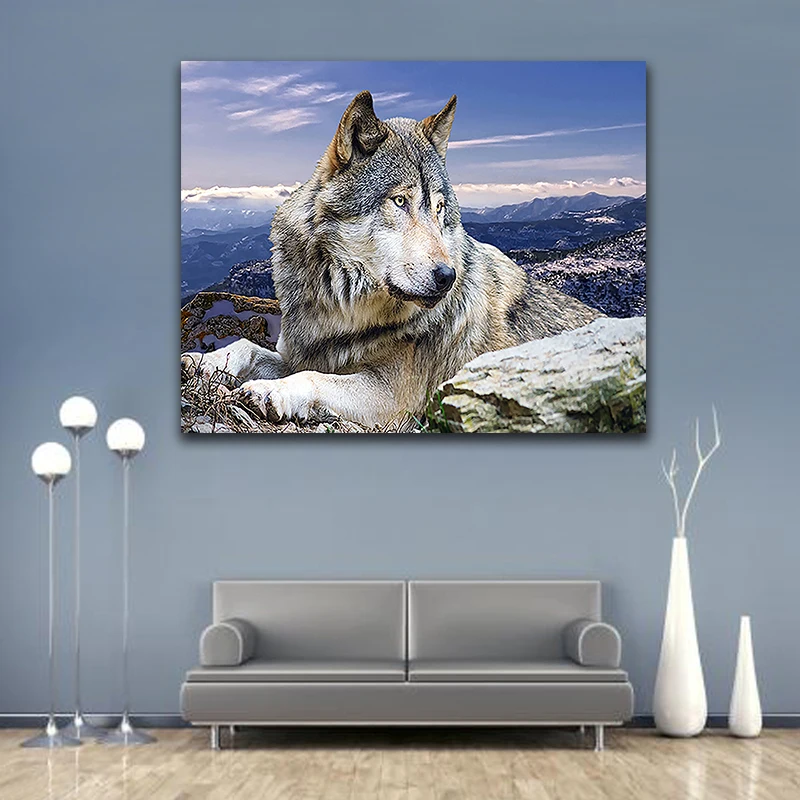 

DIY colorings pictures by numbers with colors Plateau lone wolf picture drawing painting by numbers framed Home
