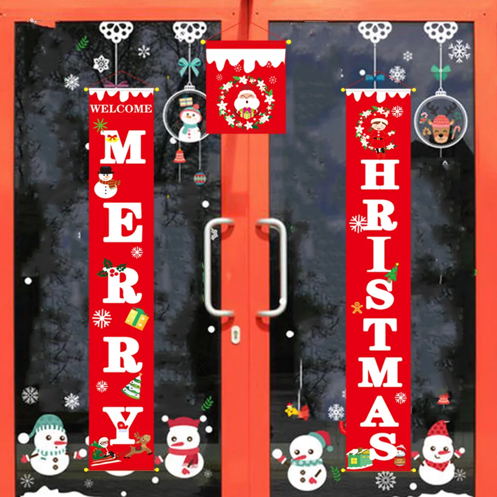 Веселый придверный, с рождественскими мотивами баннер красный и черный плед крыльцо знак год Рождественские украшения для дома стены двери вечерние открытый Крытый