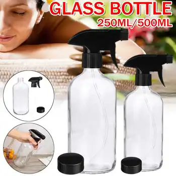 

250ml/500ml Clear Glass Spray Bottle Empty Large Mist Stream Sprayer Bottles for Cleaner Essential Oils Women Beauty