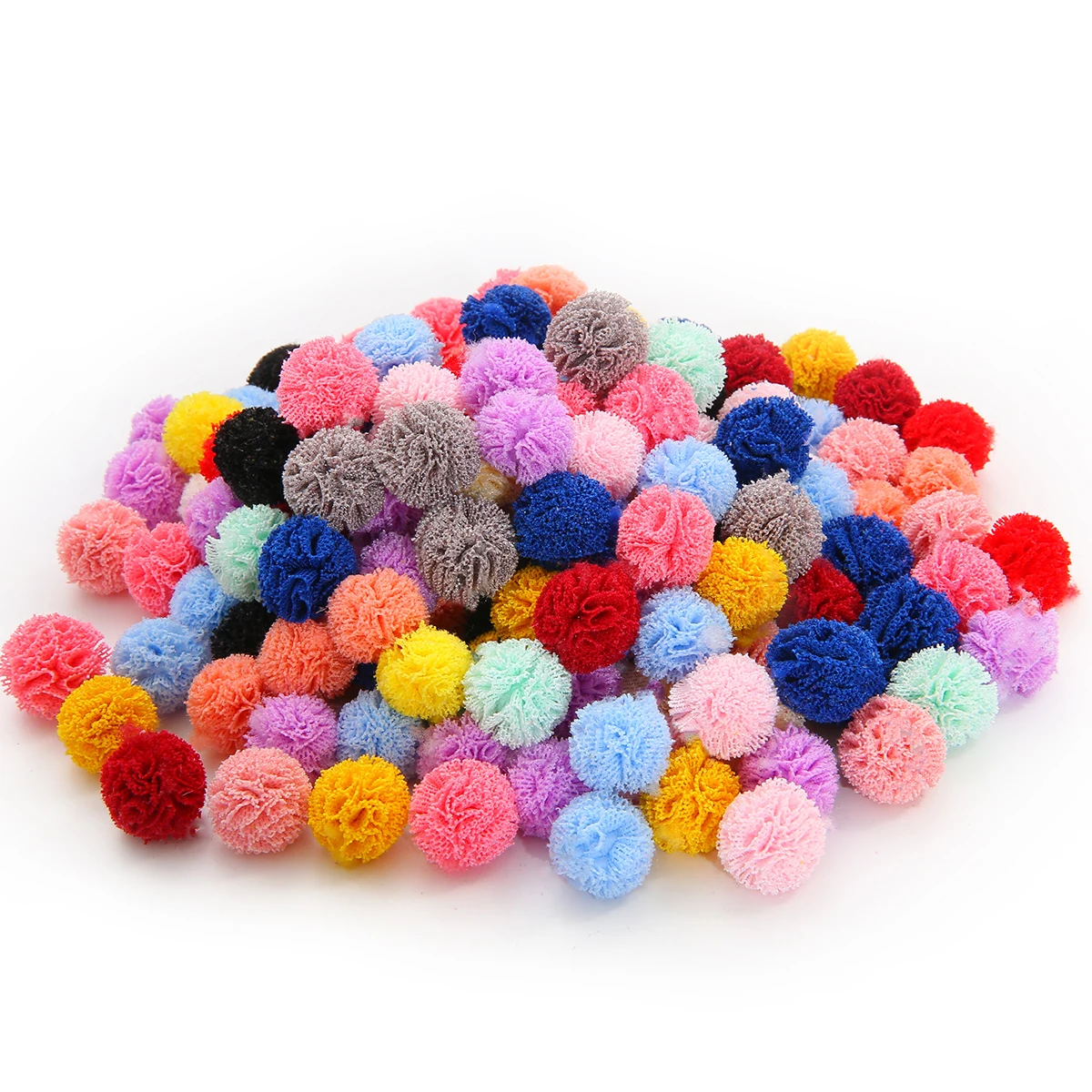 Korea Lace Ball DIY Gauze Elastic Flower Pompoms 30Pcs/lot 15mm Craft Plush Mesh Pendant For Hairpins Jewelry Making Accessories pom poms craft supplies,jewelry making supplies,craft supplies