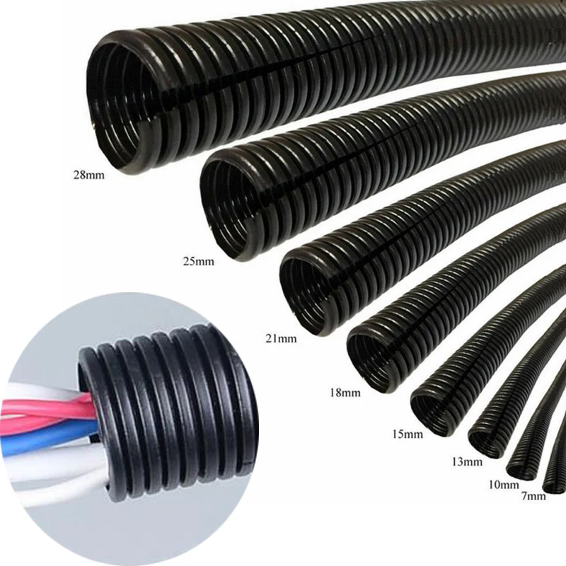 1/3meter Split Wire Loom Conduit Polyethylene Tubing Black Color Sleeve Tube OD: 7 10 13 15 18 25 28mm