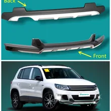 ABS автомобильный Передний+ задний бампер Защитная крышка защита опорная пластина подходит для Volkswagen Tiguan 2013