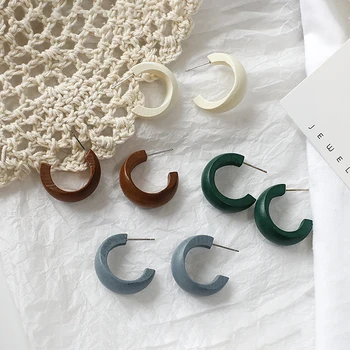 

AENSOA Vintage C-Stye Wood Drop Earrings Statment Geometric Circle Wooden Earring 2020 Brincos Female Fashion Jewelry wholesale