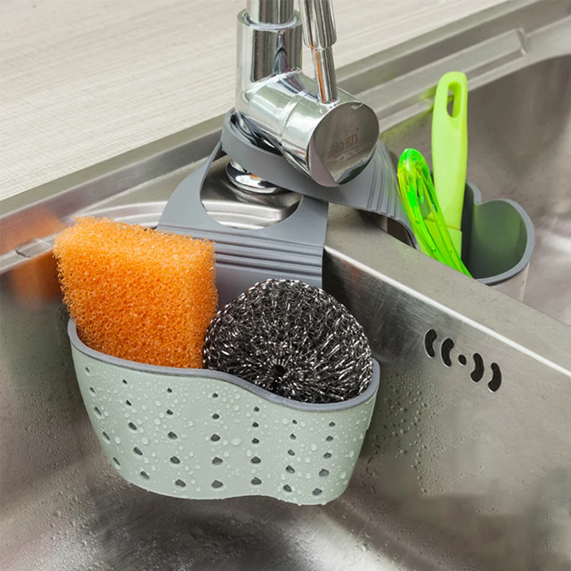 1xKitchen Sink Shelf Soap Sponge Drain Rack Bathroom Hanging Storage Holder