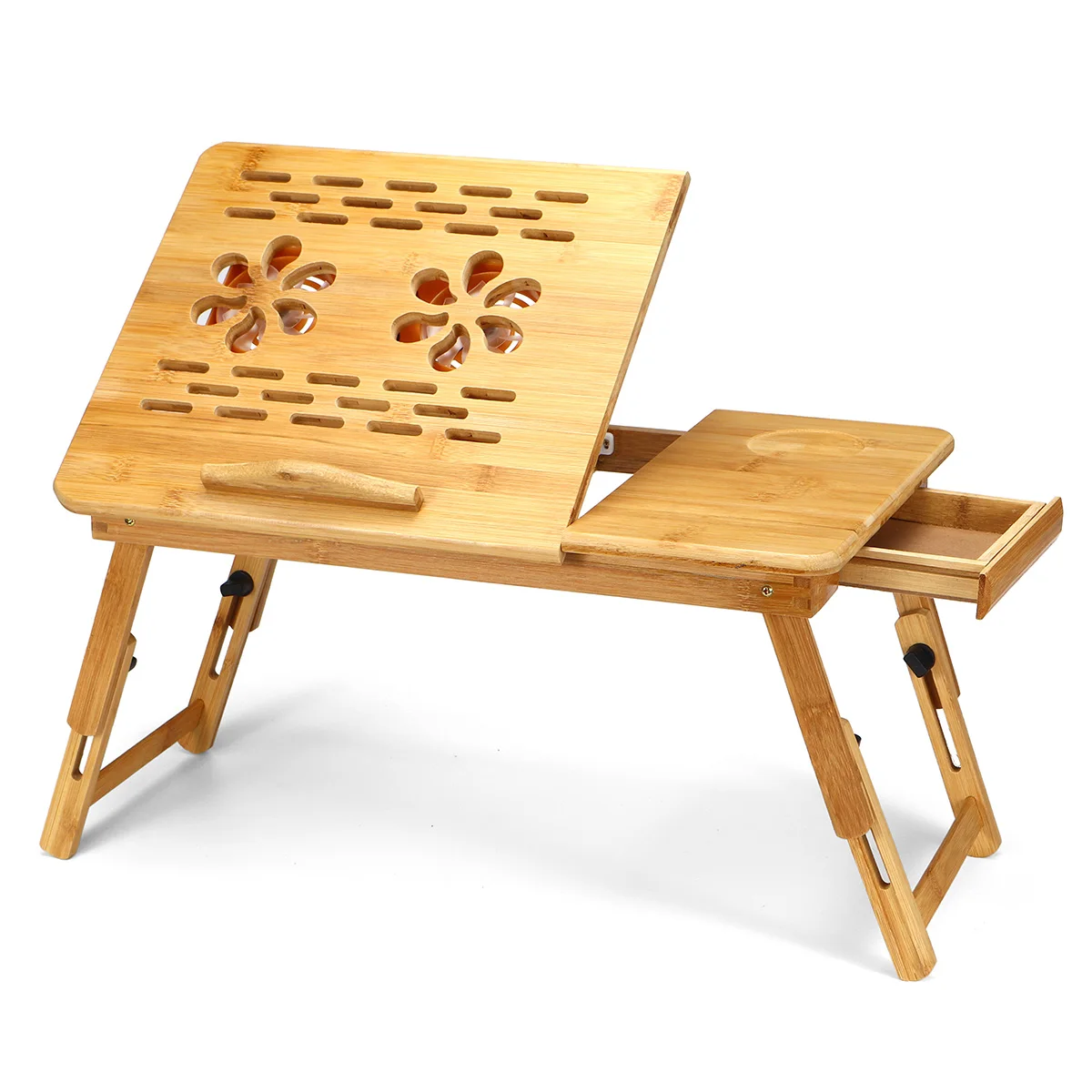 

Bamboo Laptop Table Adjustable Computer Desk For Sofa Bed Folding Portable Laptop Table With Cooling Fan Notebook Stand Table