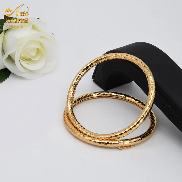 ANIID Copper Bangles Set For Women Charm African Bracelet Dubai Jewelry Gold Color Designer Arabic Luxury Fashion Hawaiian Gift B-34-2PCS