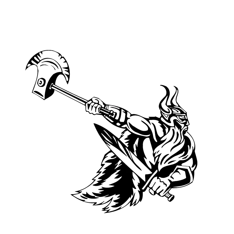 

14.2*13.4CM Brave Bold Firece Viking Warrior Decal Covering The Body Soldier Car Sticker Black/White Vinyl for Dodge Hyundai
