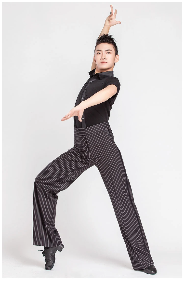 Мужские профессиональные брюки для латинских танцев, мужские брюки в полоску, современные штаны для взрослых, национальный стандарт, сатиновые мужские брюки для сальсы
