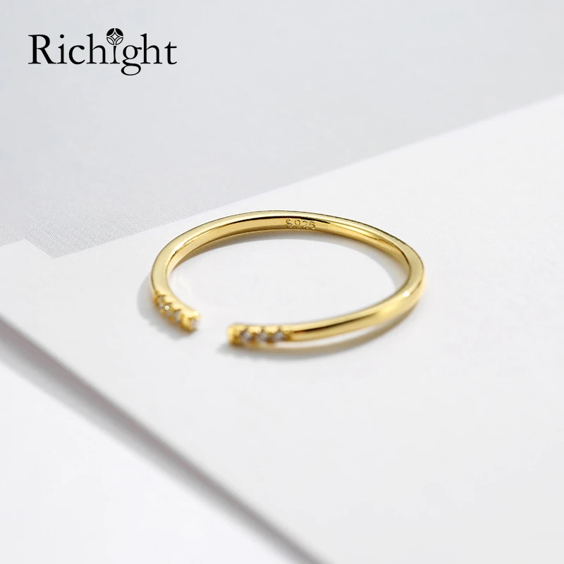 Женские простые тонкие кольца с золотым наполнением, набор колец из стерлингового серебра, набор колец с 2 костяшками, минималистичное кольцо с фианитами