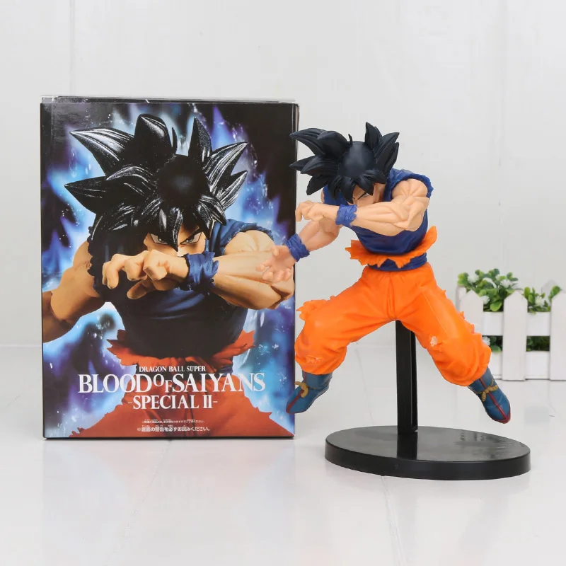 18 см Dragon Ball Супер крови Saiyans Son Goku Ultra Instinct ПВХ фигурки аниме Dragon Ball Z Goku модель игрушки - Цвет: black hair goku box