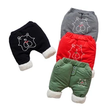 Детские зимние штаны для мальчиков, теплые штаны с мехом для маленьких девочек, плотные бархатные штаны хлопковые длинные брюки с лямками для малышей