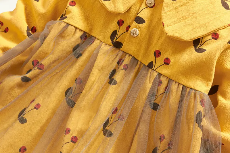 Повседневное осеннее платье с длинными рукавами и принтом «Питер Пэн» для девочек 0-4 лет, цвет желтый, розовый 12 месяцев, От 2 до 4 лет, хлопковая одежда для малышей