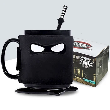 

Homies 1Pc Creative Ninja mug With Spoon Sword , Black Mask Assassinate Coffee ceramics UK ninja cups, Milk Tea mug Novelty Gift