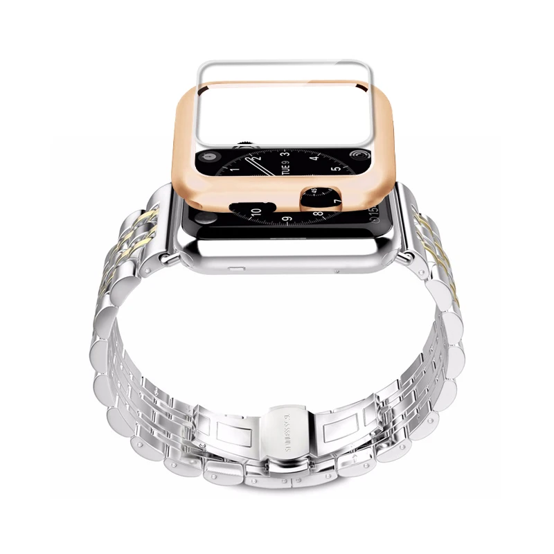 Чехол+ ремешок для apple watch band 42 мм 38 мм apple watch 5 4 3 iwatch band correa нержавеющая сталь pulseira бабочка ремешок для часов