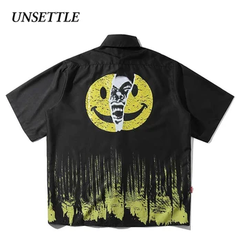 

UNSETTLE 2020SS Harajuku Hip Hop Shirt Streetwear Men Funny Print Spoof Hawaiian Shirt Beach Shirt Summer Tops Short Sleeve