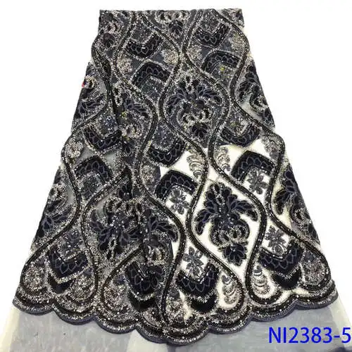 NIAI французская африканская кружевная ткань с блестками Высококачественный кружевной материал нигерийские сетчатые кружевные ткани для женщин вечернее платье NI2383-1 - Цвет: picture 5