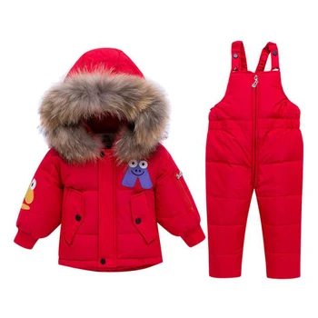 

2020 Christmas children girl winter clothing set suit kids down Jacket parkas hooded warm girls winter down coat red clothes set