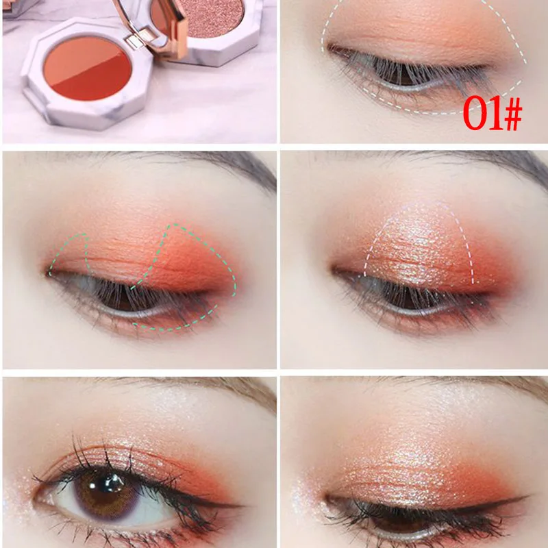 Double Layer Eyeshadow Palette Foldable Marble Effect Pearly Lustre Eye Shadow Case CJ666 - Цвет: 01