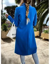  Winter Women's Candy Color Long Woolen Cloth, Long Sleeve Over-knee Lapel Topcoat, Big Notch Single Breasted Mid-Long Coat 